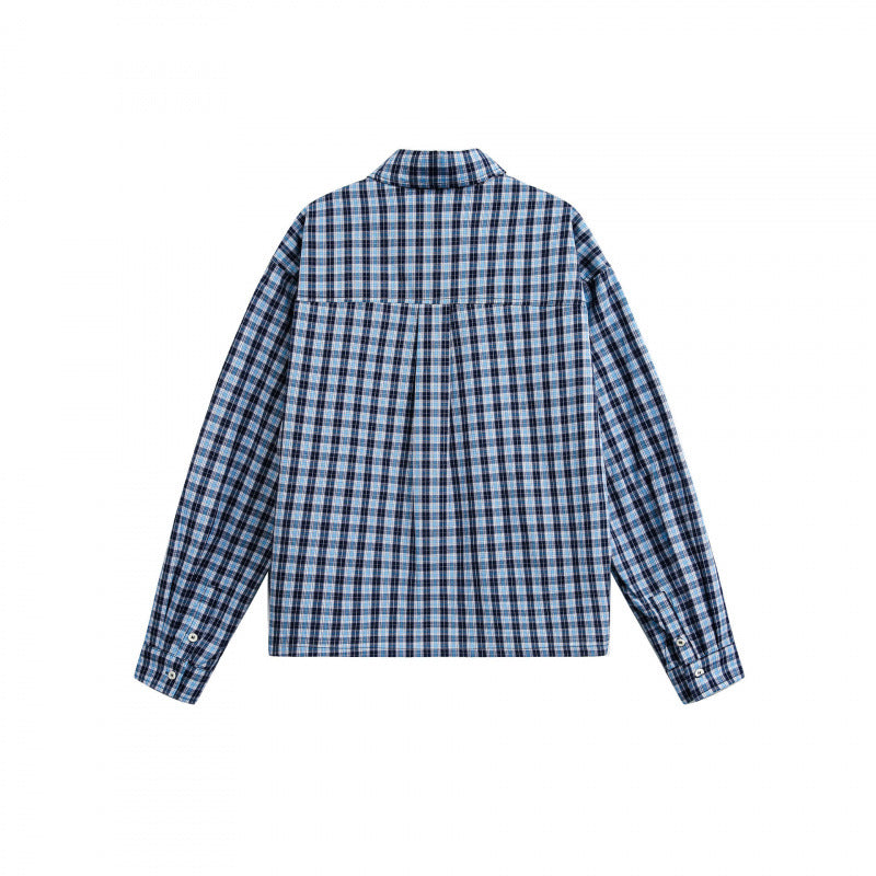 Unisex Kariertes Overshirt im Boxy‑Schnitt mit durchgehender Knopfleiste und Brusttasche Shop Nory
