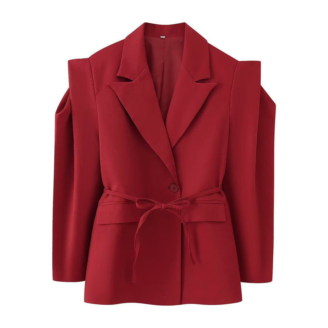 Damen eleganter Oversized-Blazer mit Gürteldetail