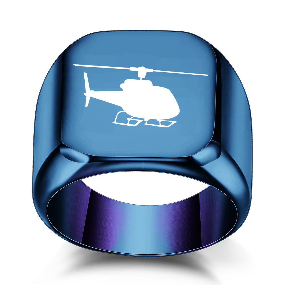 Herren Siegelring mit detailverliebtem Hubschrauber-Motiv Shop Nory