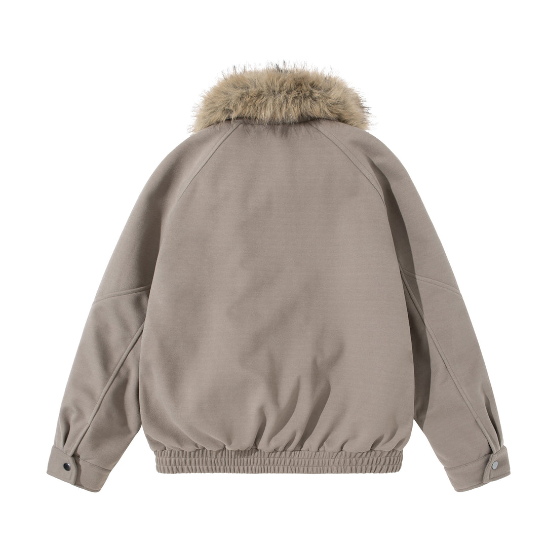 Damen Boxy Blouson mit voluminösem Kunstfellkragen und elastischem Saum Shop Nory