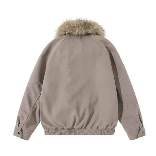 Damen Boxy Blouson mit voluminösem Kunstfellkragen und elastischem Saum Shop Nory
