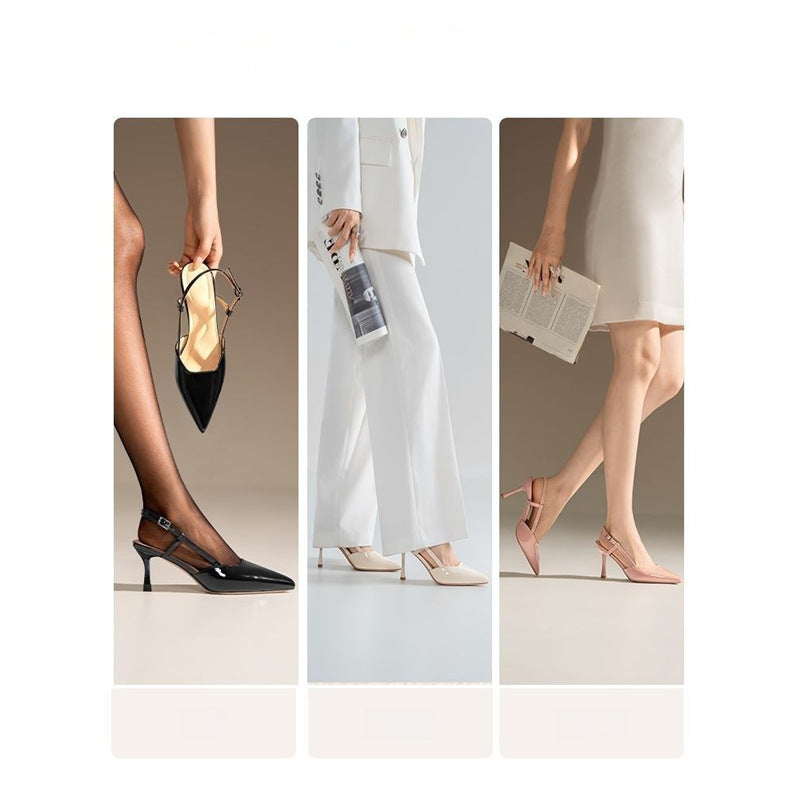 Damen Minimalistische spitz zulaufende Slingback-Pumps mit feinem Knöchelriemen und gepolstertem Komfortfußbett Shop Nory