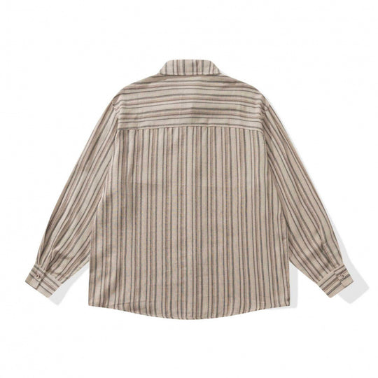 Unisex Oversize-Langarmhemd mit vertikalem Streifenmuster und Brusttasche Shop Nory