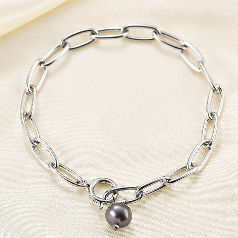 Damen Armband mit eleganten Gliederdesign und Perlenakzent Shop Nory