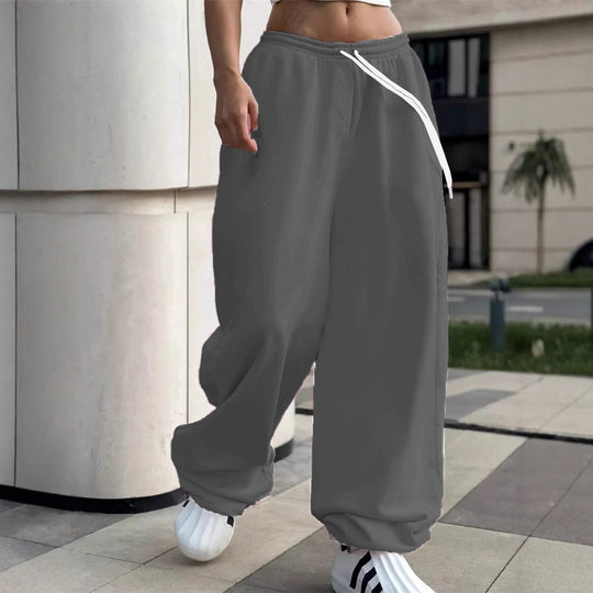Damen nan weite Baggy-Jogginghose mit hohem Komfortbund, Kordelzug und elastischen Knöchelbündchen Shop Nory