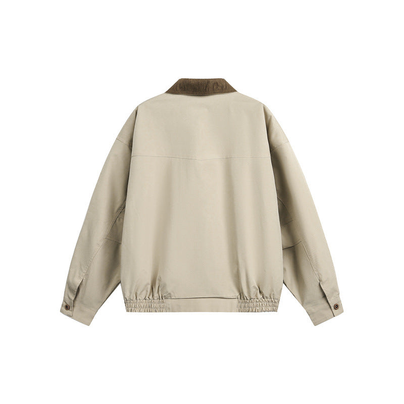 Unisex Kastig geschnittene Blousonjacke im Fieldstil mit Cordkragen und Karo‑Innenfutter Shop Nory
