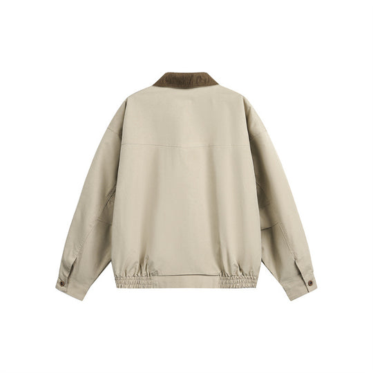 Unisex Kastig geschnittene Blousonjacke im Fieldstil mit Cordkragen und Karo‑Innenfutter Shop Nory