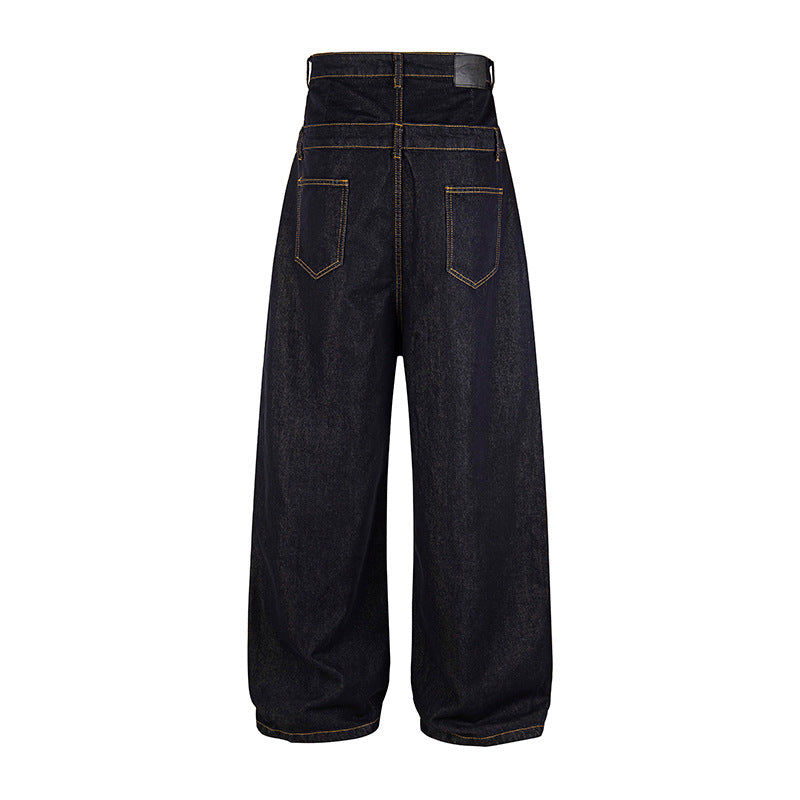 Damen Hochtaillierte weite Jeanshose mit dekorativer Sternstickerei Shop Nory