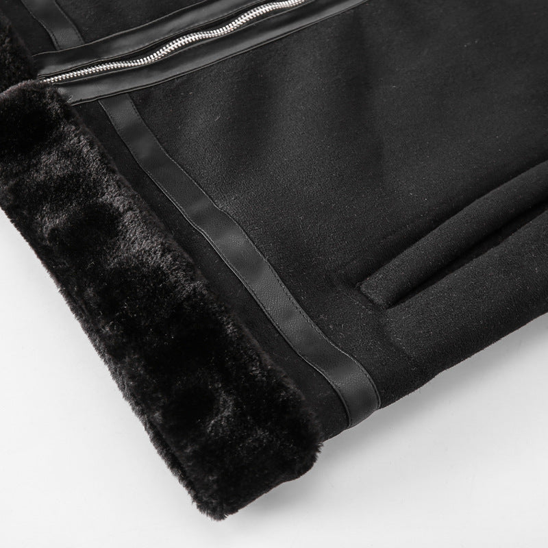 Herren Fliegerjacke mit Lammfellfutter und Kunstlederapplikationen Shop Nory
