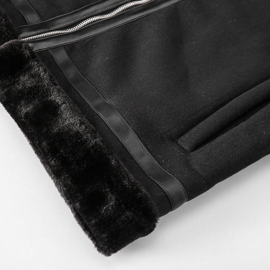 Herren Fliegerjacke mit Lammfellfutter und Kunstlederapplikationen Shop Nory