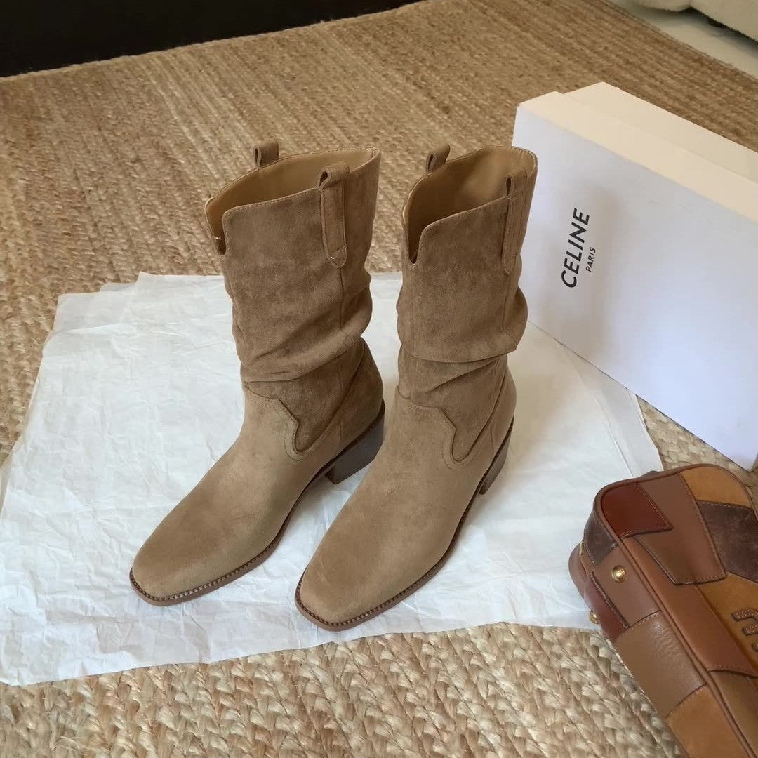 Damen Stiefeletten aus hochwertigem Wildleder mit komfortablem Blockabsatz