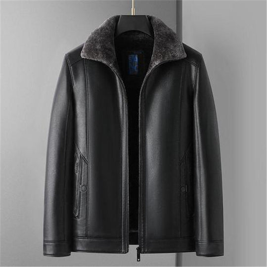 Herren Schaffellgefütterte Echtlederjacke mit Thermofutter und Stehkragen Shop Nory