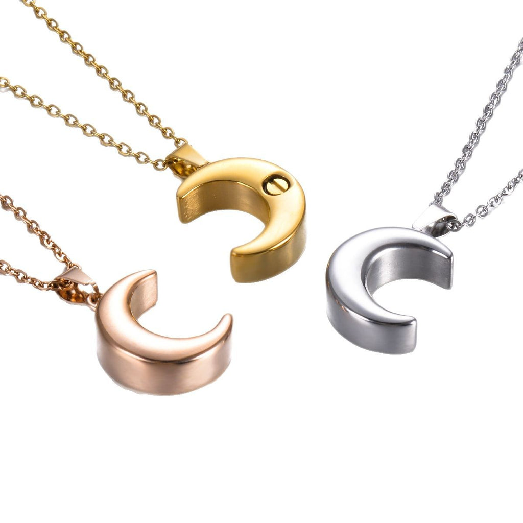 Damen eleganter Edelstahl-Mondanhänger mit feinem Kettenverschluss Shop Nory