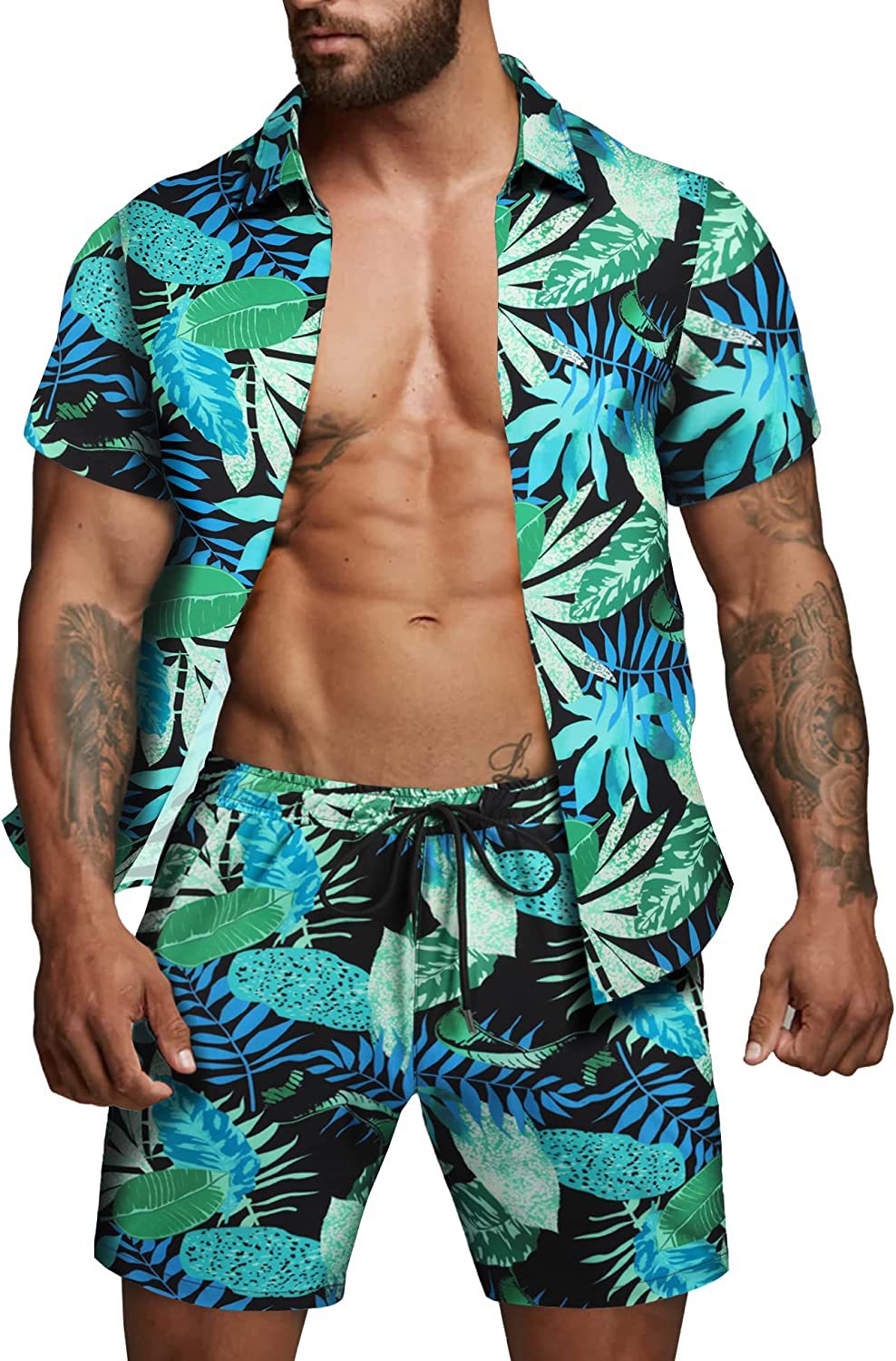 Herren kurzärmliges Hemd und Badeshorts Set
