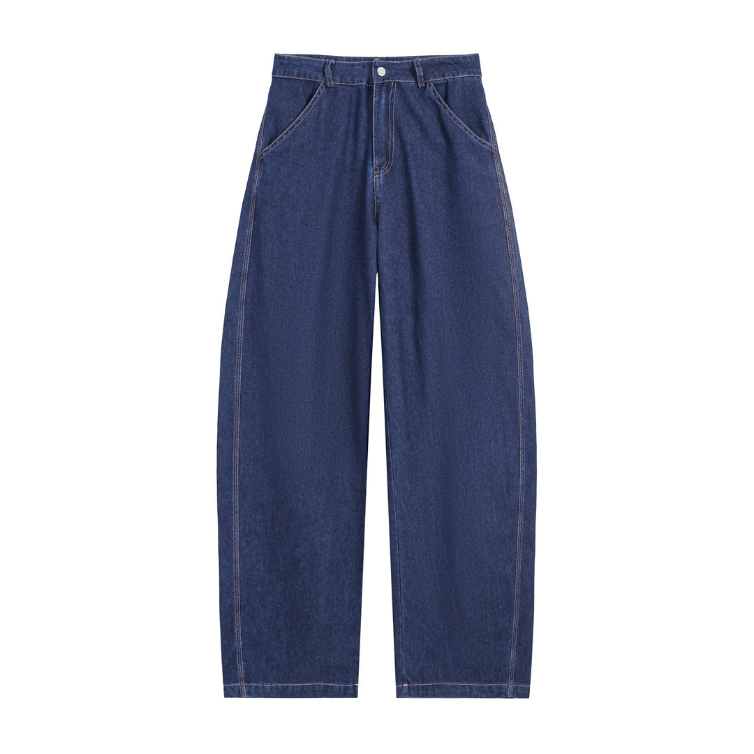 Damen High-Waist Weite Denim-Hose mit markanter Seitennaht und Retro-Silhouette Shop Nory