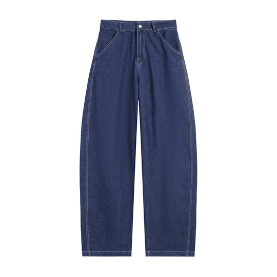Damen High-Waist Weite Denim-Hose mit markanter Seitennaht und Retro-Silhouette Shop Nory