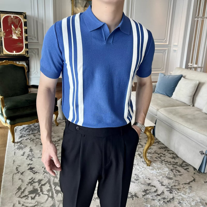 Herren Modisches Polohemd mit Streifen Shop Nory