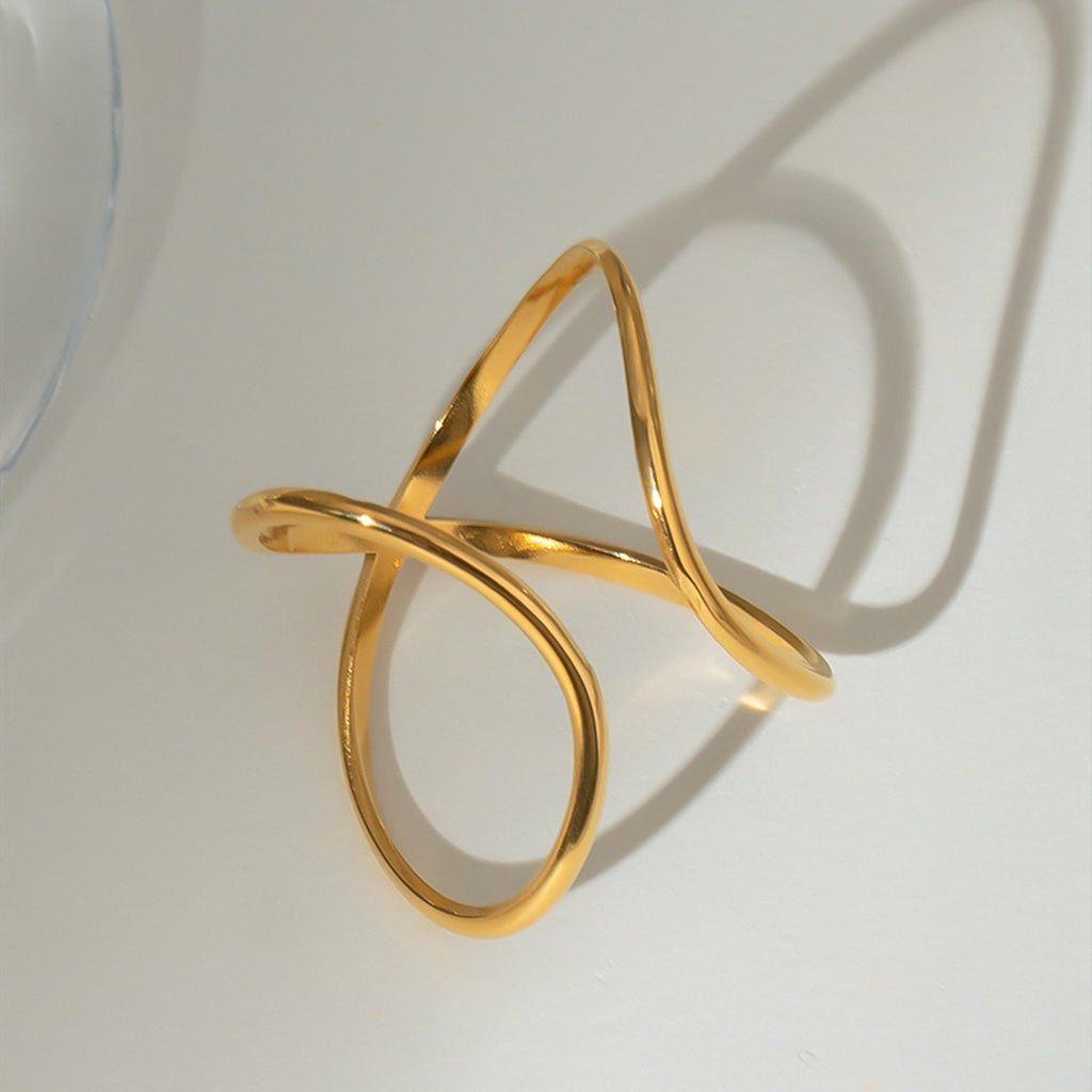 Damen Offener Ring mit elegantem geschwungenem Design aus hypoallergenem Edelstahl Shop Nory