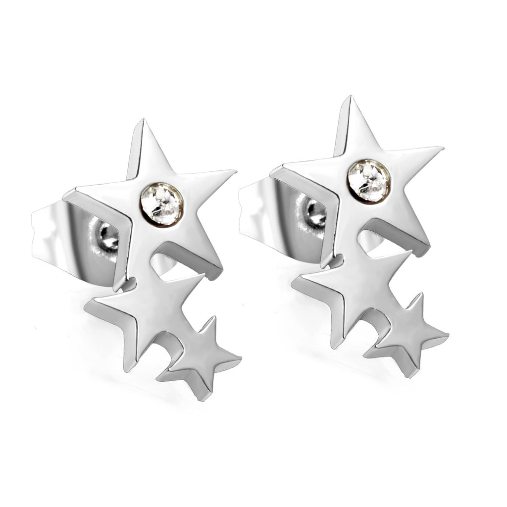 Damen Edelstahl Ohrstecker mit funkelnden Sternen und zarten Kristallakzenten Shop Nory