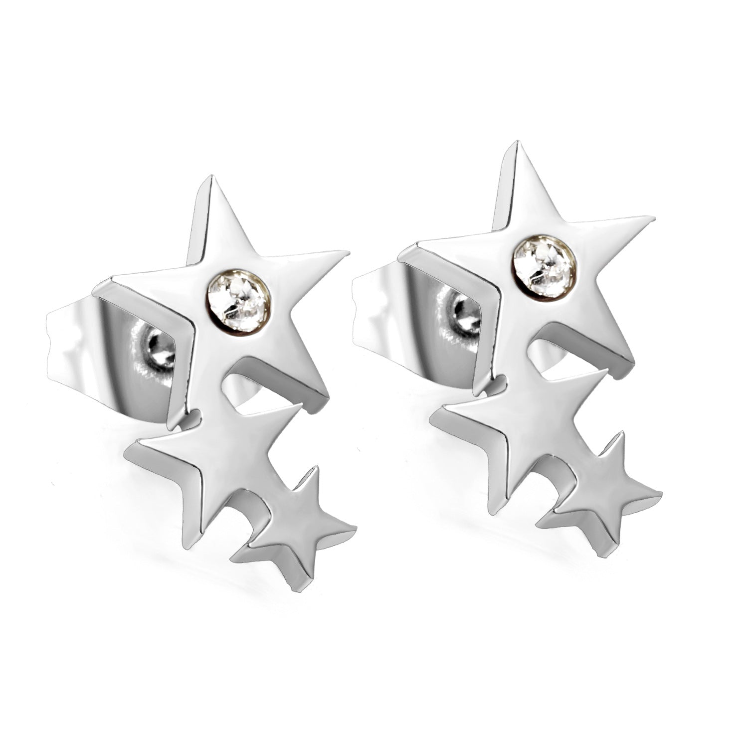 Damen Edelstahl Ohrstecker mit funkelnden Sternen und zarten Kristallakzenten Shop Nory