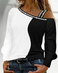 Damen Trendy Asymmetrisches Oberteil mit Strassbesatz