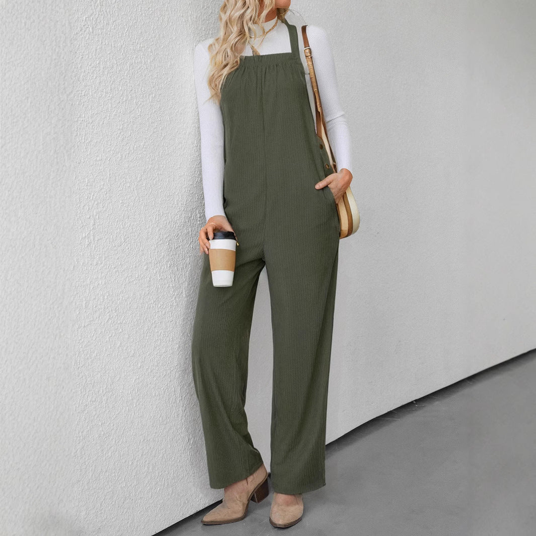 Damen Cord‑Latzhose mit weitem Bein, Brustlatz und seitlicher Knopfleiste Shop Nory