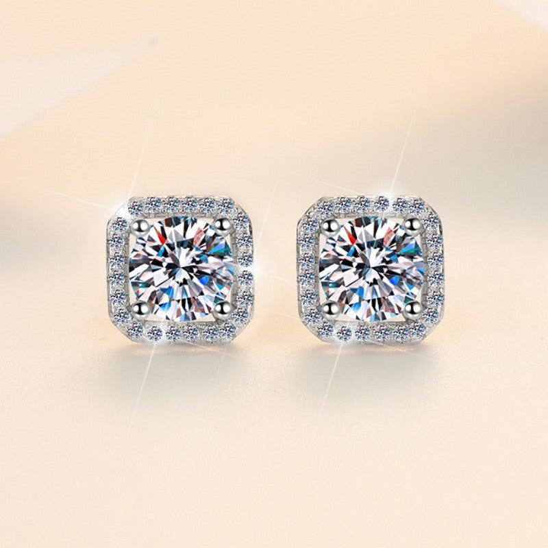 Damen Ohrringe mit quadratischem Zirkonia und funkelndem Rahmen Shop Nory