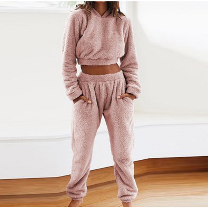Damen kuscheliges Lounge-Set aus weichem Fleece