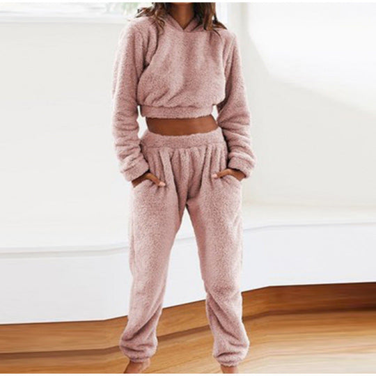 Damen kuscheliges Lounge-Set aus weichem Fleece