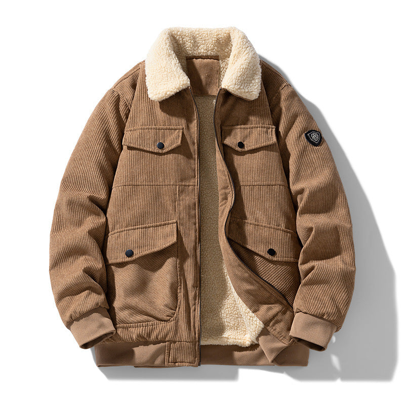 Herren Cord-Fieldjacke mit Teddyfutter, gesteppter Isolierung und Multifachtaschen Shop Nory