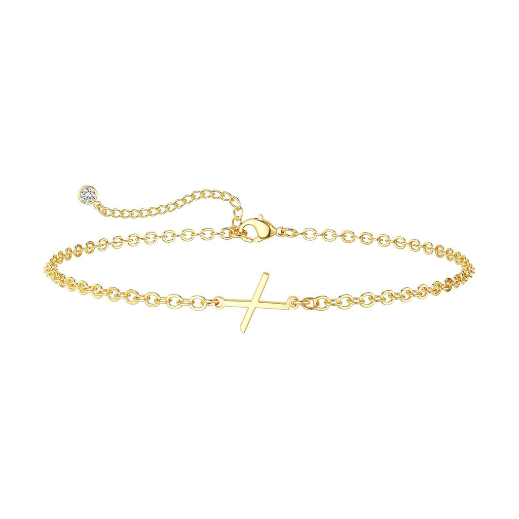 Damen Fußkettchen mit personalisiertem Anfangsbuchstaben und funkelndem Zirkonia-Detail Shop Nory