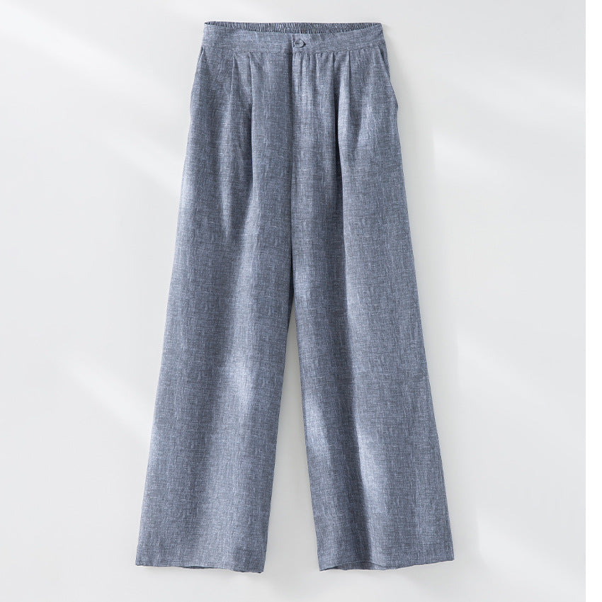 Damen Hochtaillierte Palazzo-Hose aus Leinenmix mit Bundfalten und elastischem Komfortbund Shop Nory