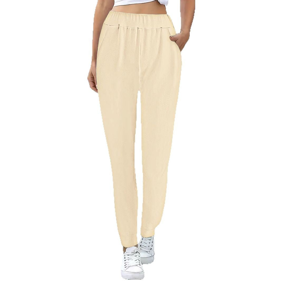 Damen Lässige Jogginghose mit hohem Elastikbund, Seitentaschen und schmalen Bündchen Shop Nory