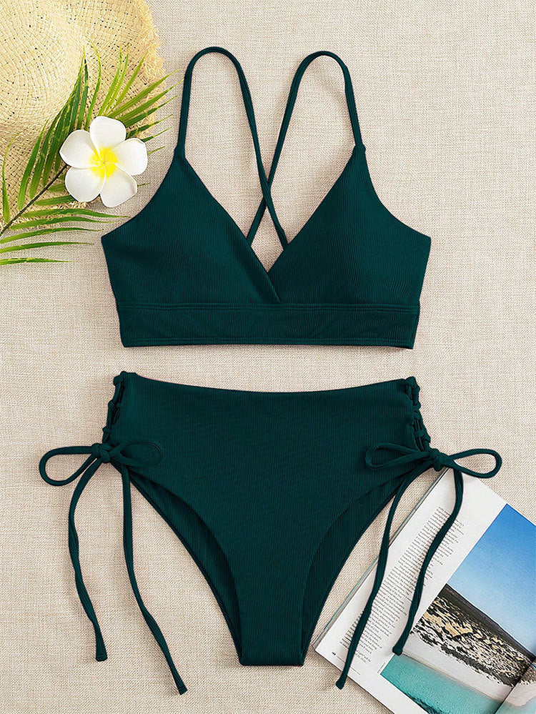 Damen Hochtaillierter Bikini mit verstellbaren Schnürdetails