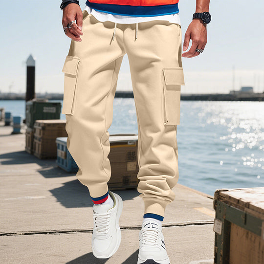 Herren Cargo-Jogginghose aus Sweat mit elastischem Bund, Kordelzug, aufgesetzten Klappentaschen & gerippten Bündchen Shop Nory