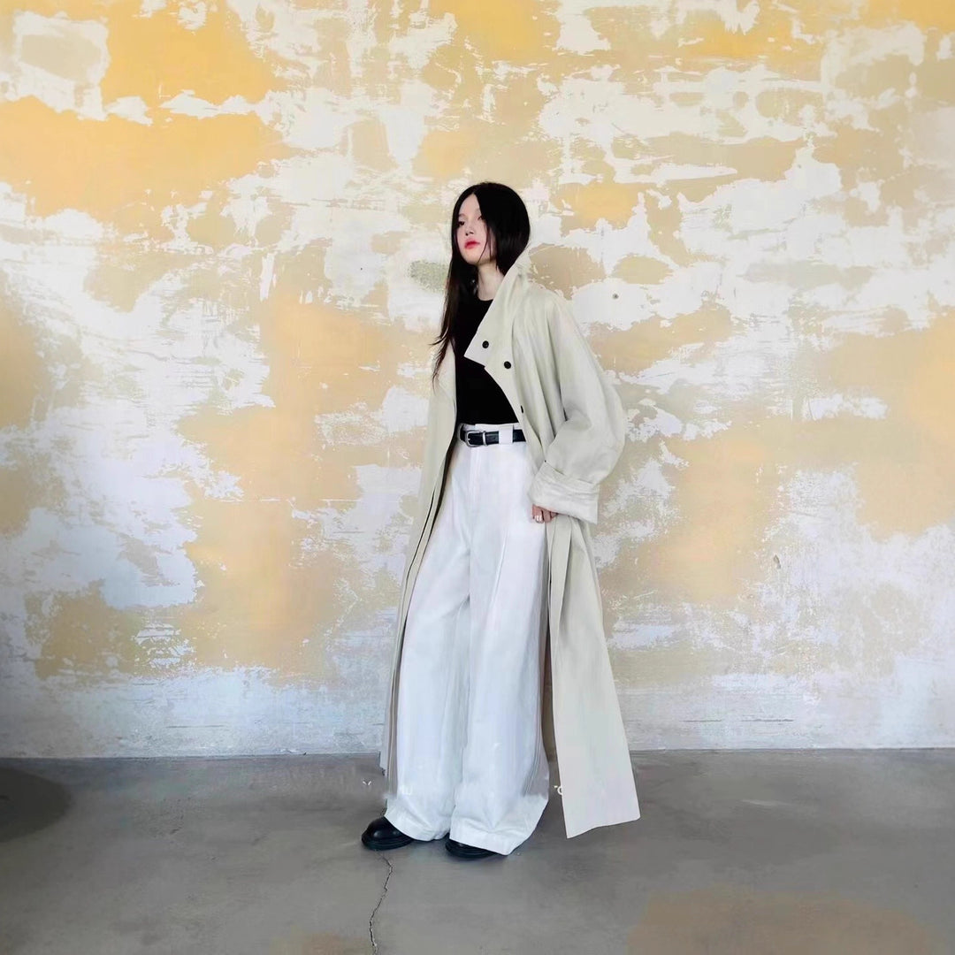 Damen Langer Mantel im Kimono-Stil mit Bindegürtel und weiter A-Linie Shop Nory