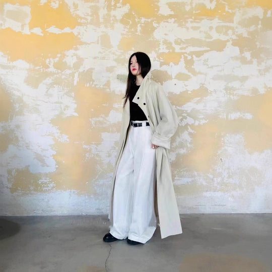 Damen Langer Mantel im Kimono-Stil mit Bindegürtel und weiter A-Linie Shop Nory
