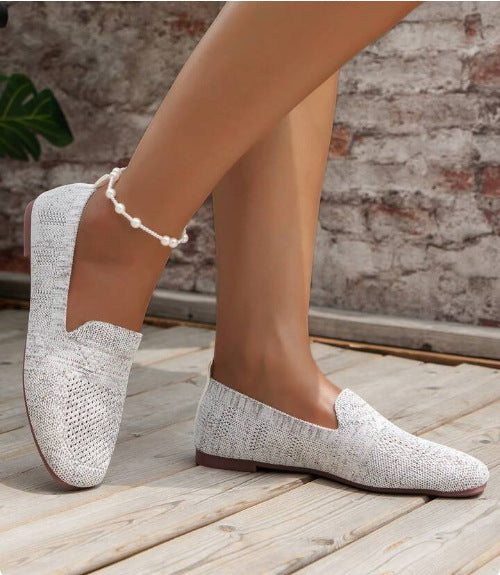 Damen Atmungsaktive Gestrickte Hineinschlüpfschuhe mit Flexibler Laufsohle Shop Nory