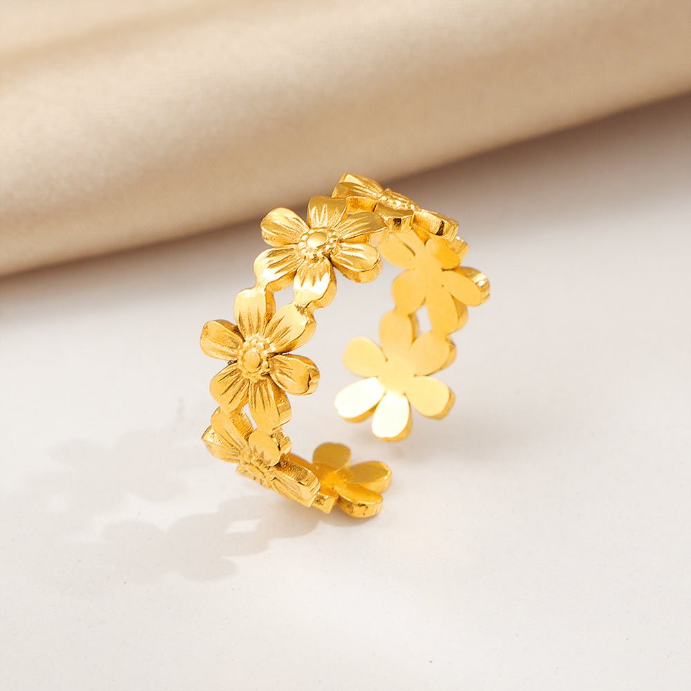Frauen Blumige Filigran Band Ring Shop Nory
