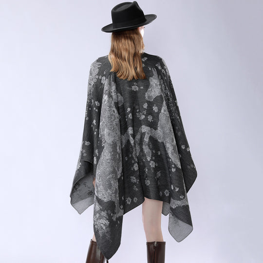 Damen Oversize-Wickelponcho im Kimono-Fall mit feinem Jacquardgewebe Shop Nory