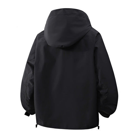 Damen winddichte Übergangsjacke mit Kapuze und verstellbarem Kordelzug