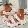 Damen komfortable Plateau-Sandalen mit dekorativen Riemen und ergonomischer Sohle