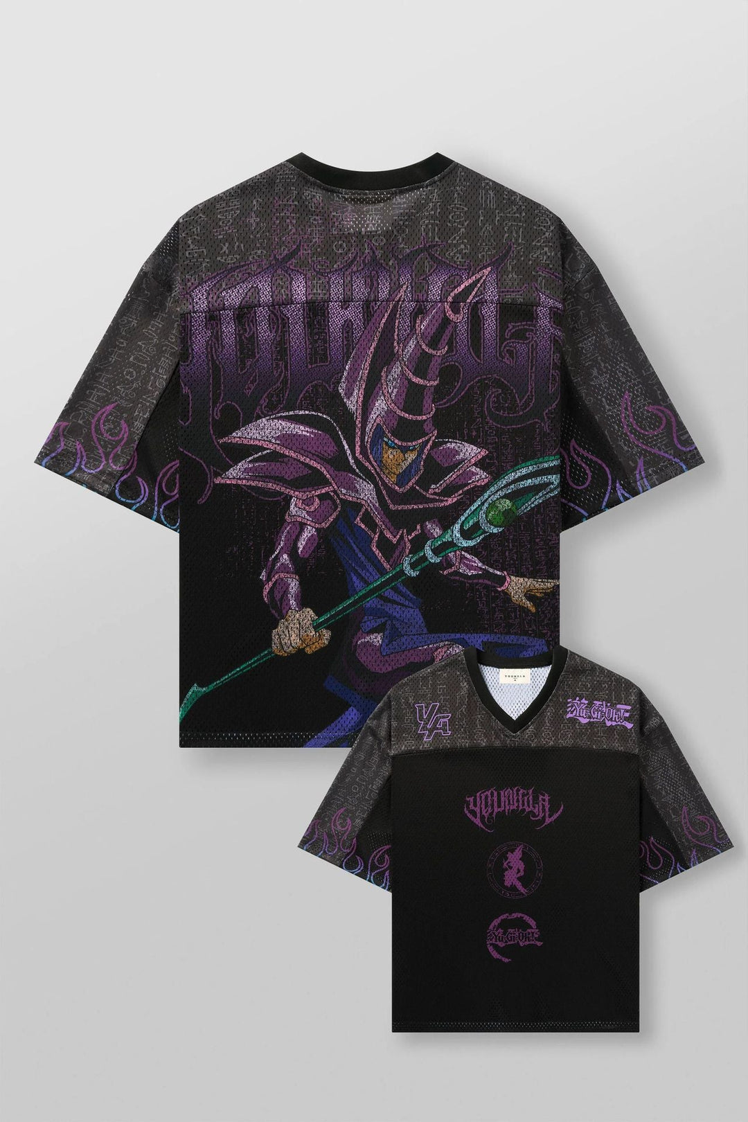 Unisex nan atmungsaktives Netz-Jersey mit großflächigem Anime-Print und V-Ausschnitt