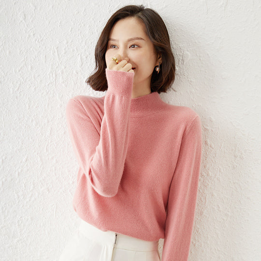 Damen Luxuriöser Kaschmir-Feinstrickpullover mit Stehkragen Shop Nory