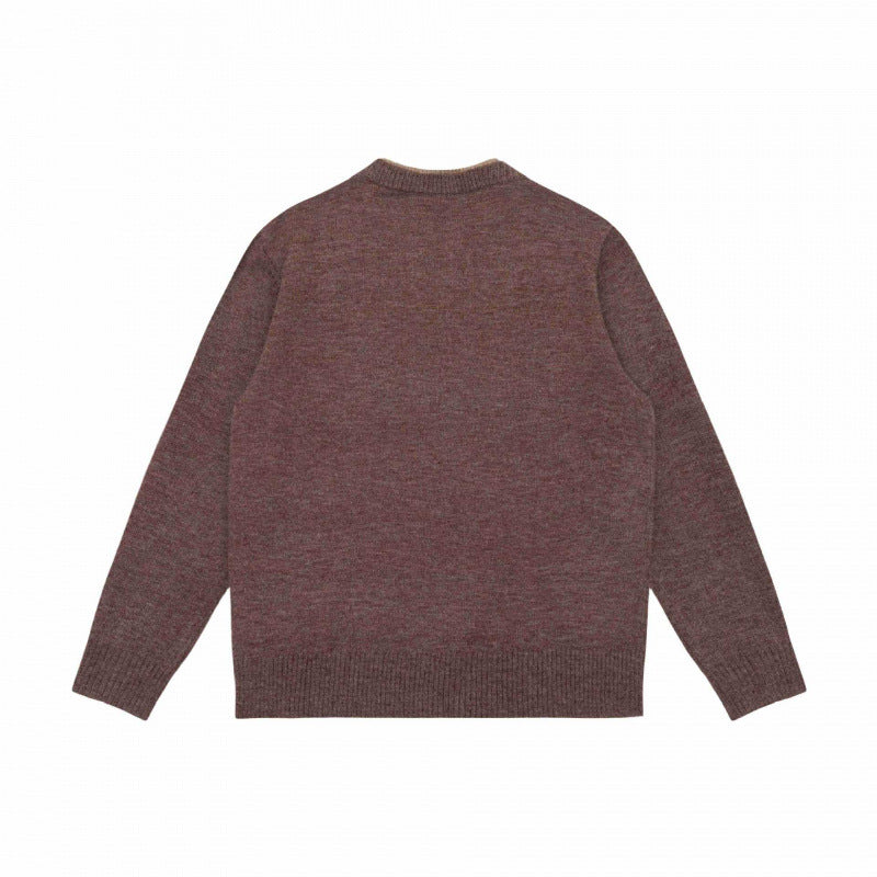 Unisex Mélange-Strickpullover mit Halbhals-V-Schlitz und kontrastiertem Innenbund Shop Nory