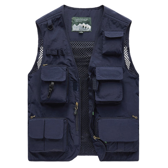 Herren Multifunktionale Utility-Weste mit Netzrücken, Mehrfachtaschen und Reißverschluss Shop Nory