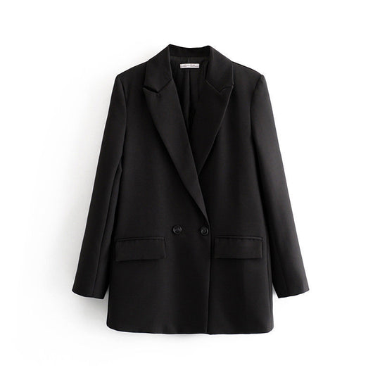 Damen Oversize Doppelreihiger Blazer mit fallendem Revers und weicher Innenfütterung Shop Nory