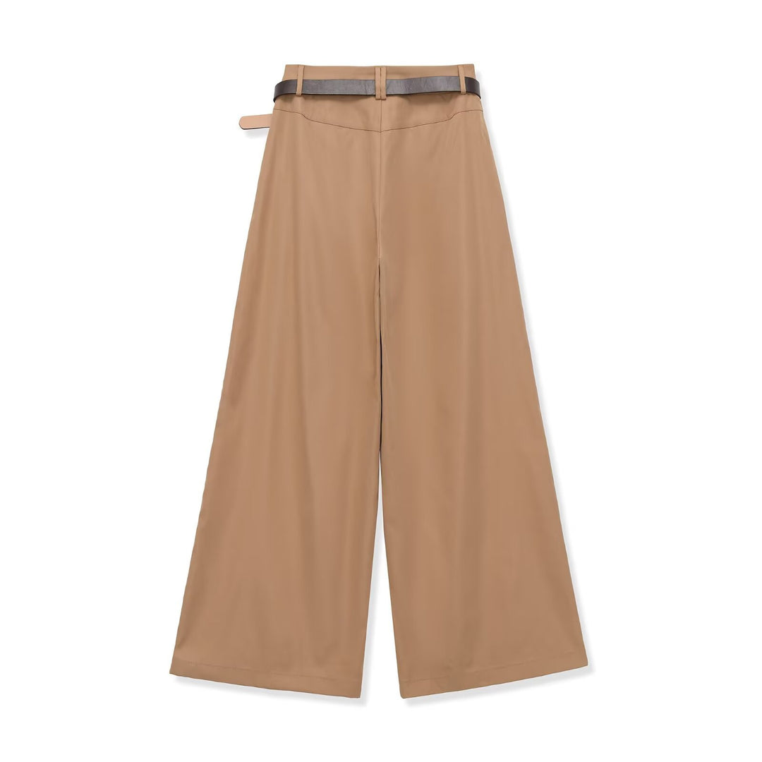 Damen Culotte-inspirierte High-Waist Palazzo-Hose mit Bügelfalte und Taillengürtel Shop Nory