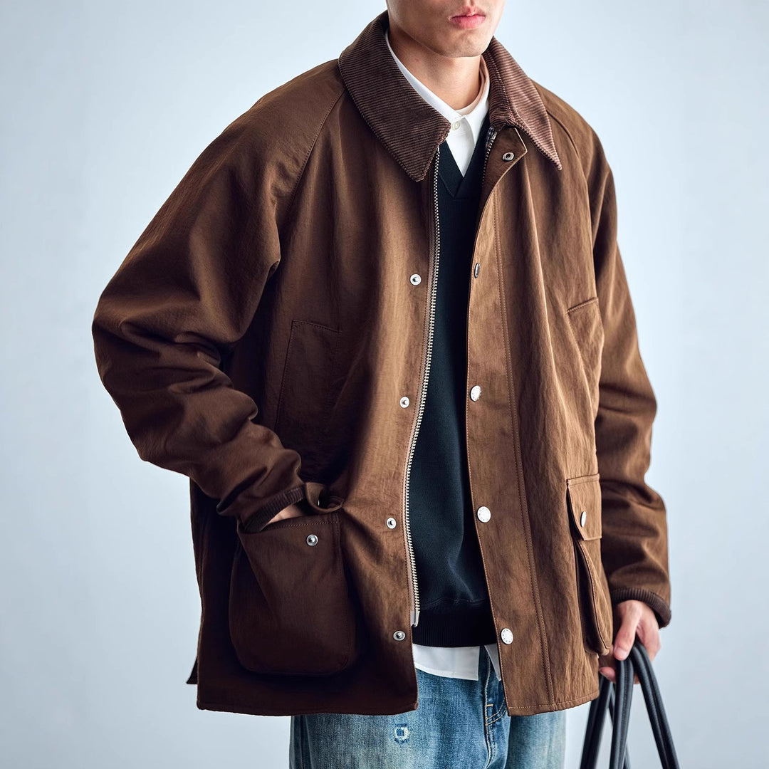 Herren Utility-Fieldjacke aus gewachstem Baumwollmix mit Cordkragen Shop Nory