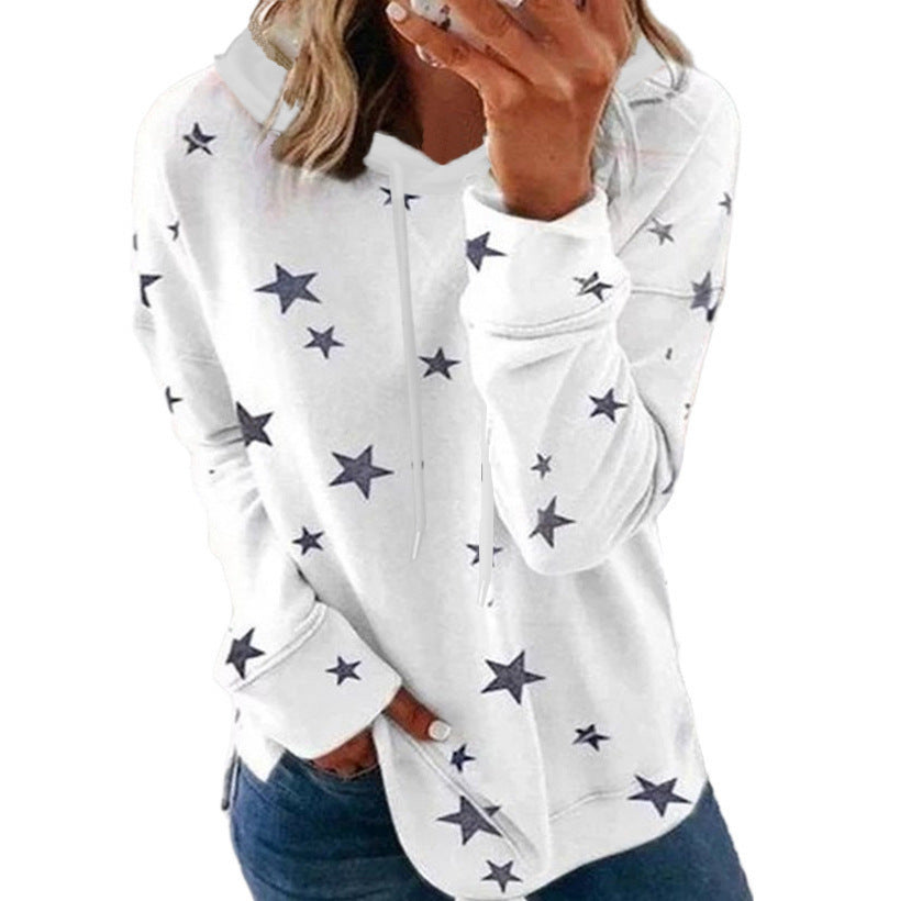 Damen Oversize-Kapuzenpullover aus weichem Baumwollmix mit Sternenprint Shop Nory